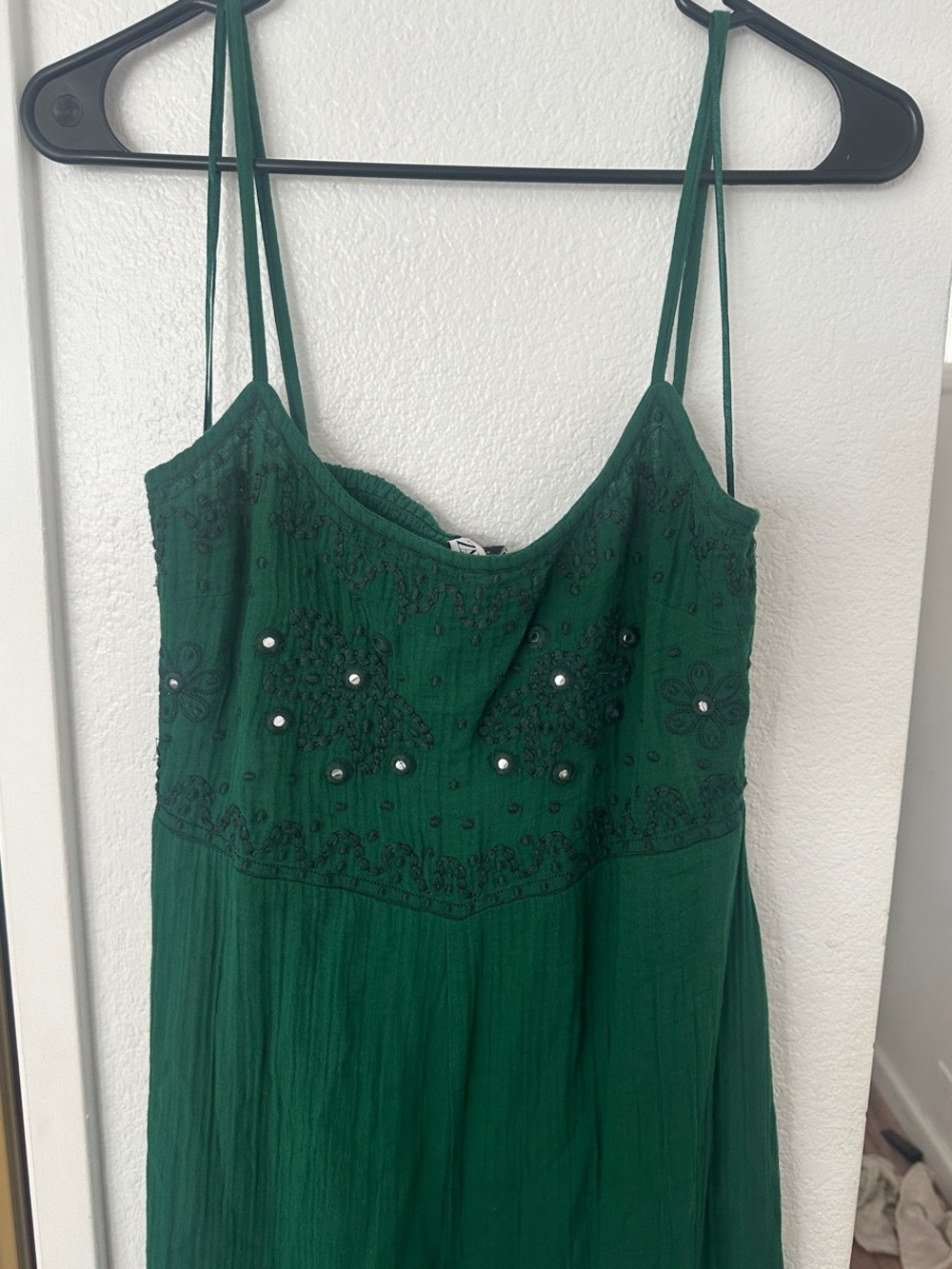 Zara Emerald Green Beaded Spaghetti Strap Jumpsuit